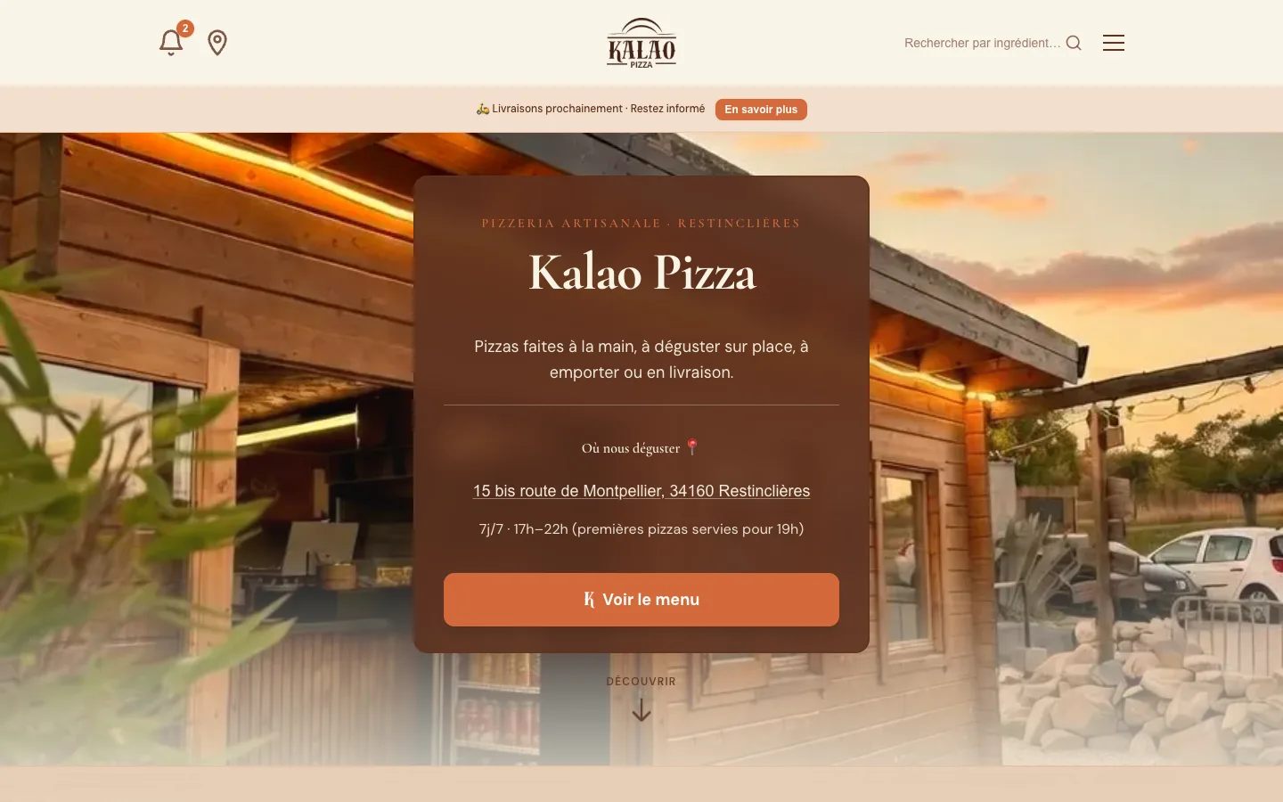 kalao-pizza.fr home page